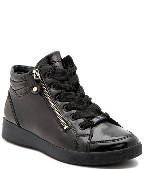 ara Rei Patent Leather High Top Zip Sneakers .